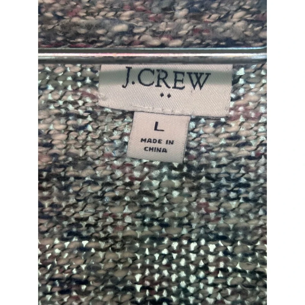 J.Crew Space Dye Cardigan Sweater Blue Purple Marled Knit V-Neck Womens Large - Picture 2 of 10